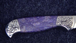 Dumortierite gemston knife handle on handmade custom knife by Jay Fisher