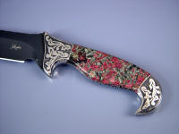 Eudialite gemstone custom knife handle 