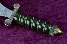 Wyoming nephrite jade gemstone in a wire-wrapped handle