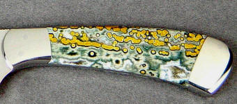 Orbicular Jasper gemstone knife handle on full tang handmade knife