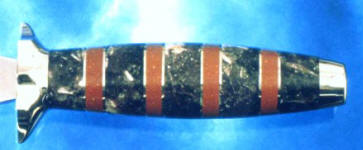 Lepidolite, Pipestone (Catlinite) gemstone on hidden tang knife handle