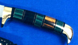 Malachite (Congo), Tiger Eye Quartz gemstone hidden tang knife handle