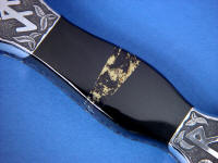 Mosaic of Australian Black Jade and Apache Gold (pyrite and shale) on dagger handle