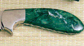 Verdite (Budstone) on full tang handmade custom knife handle