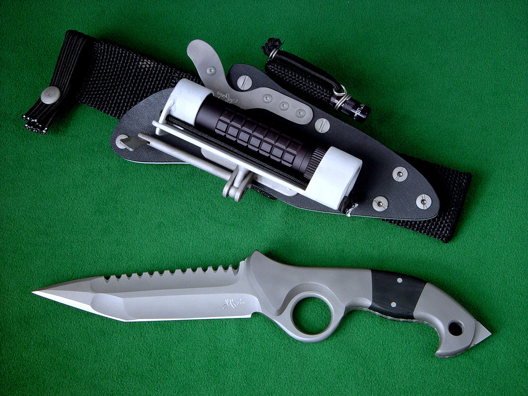 Non-Absorbent Black Plastic Knife Sheath, Stainless Steel Belt