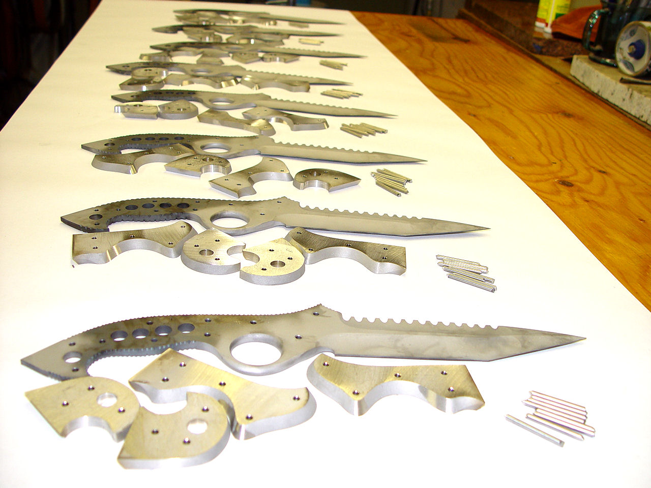 Group of Counterterrorism knives handmade by Jay Fisher in his studio in Clovis, New Mexico, USA