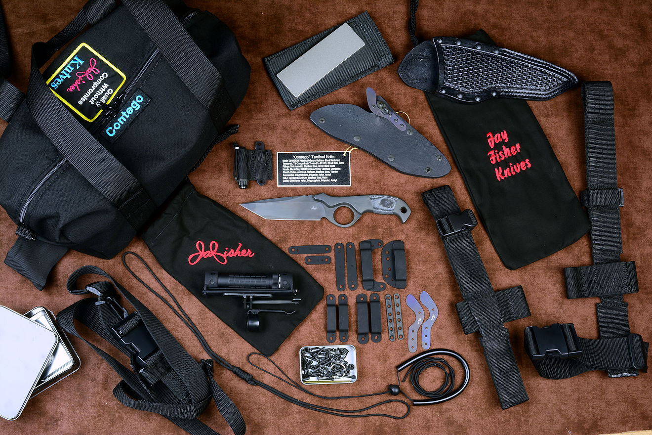 "Contego" Full counterterrorism tactical knife and kit, accessories, mounting, flashlight, storage