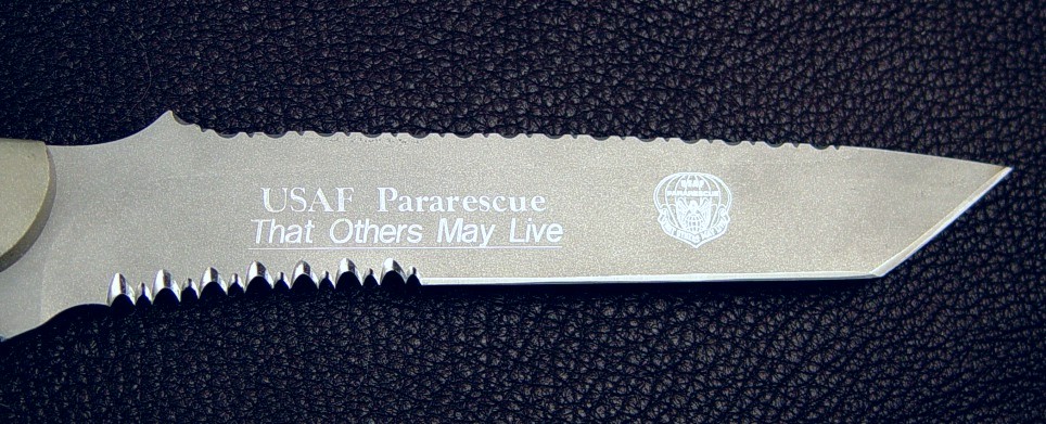 United States Air Force Pararescue "PJLighT" in engraved 440C high chromium stainless steel blade