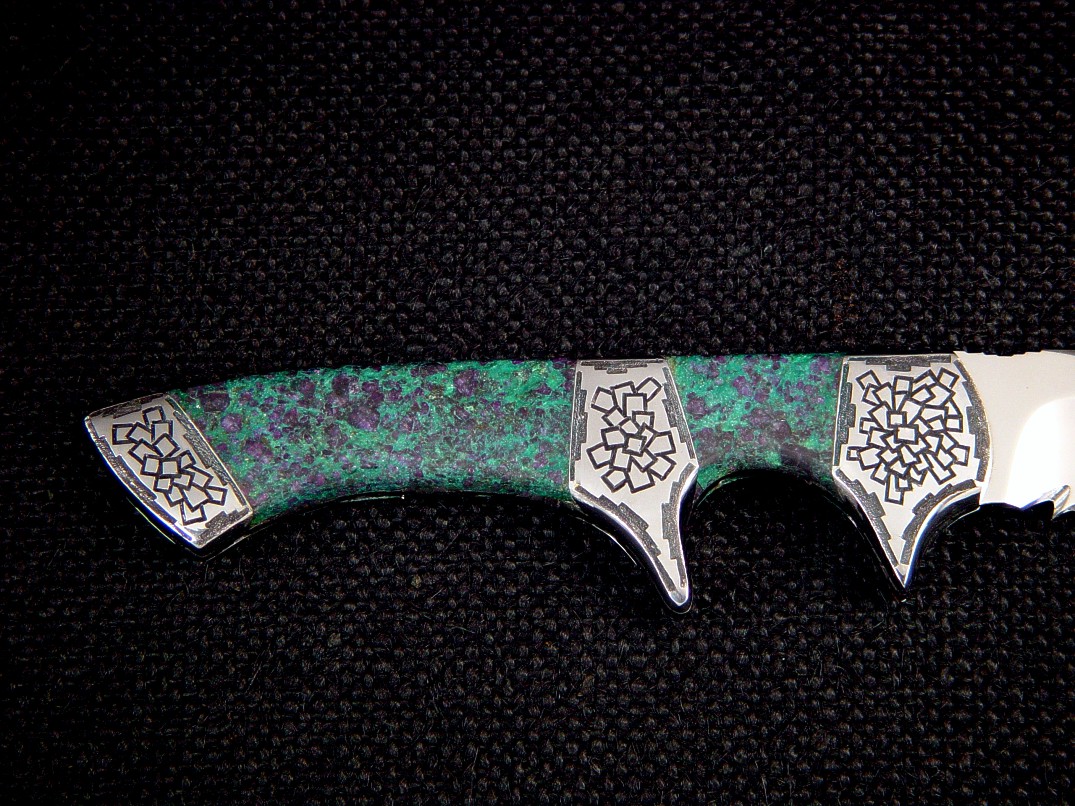 Andromeda Fine Handmade Knife by Jay Fisher with K2 Azurite Granite  gemstone handle