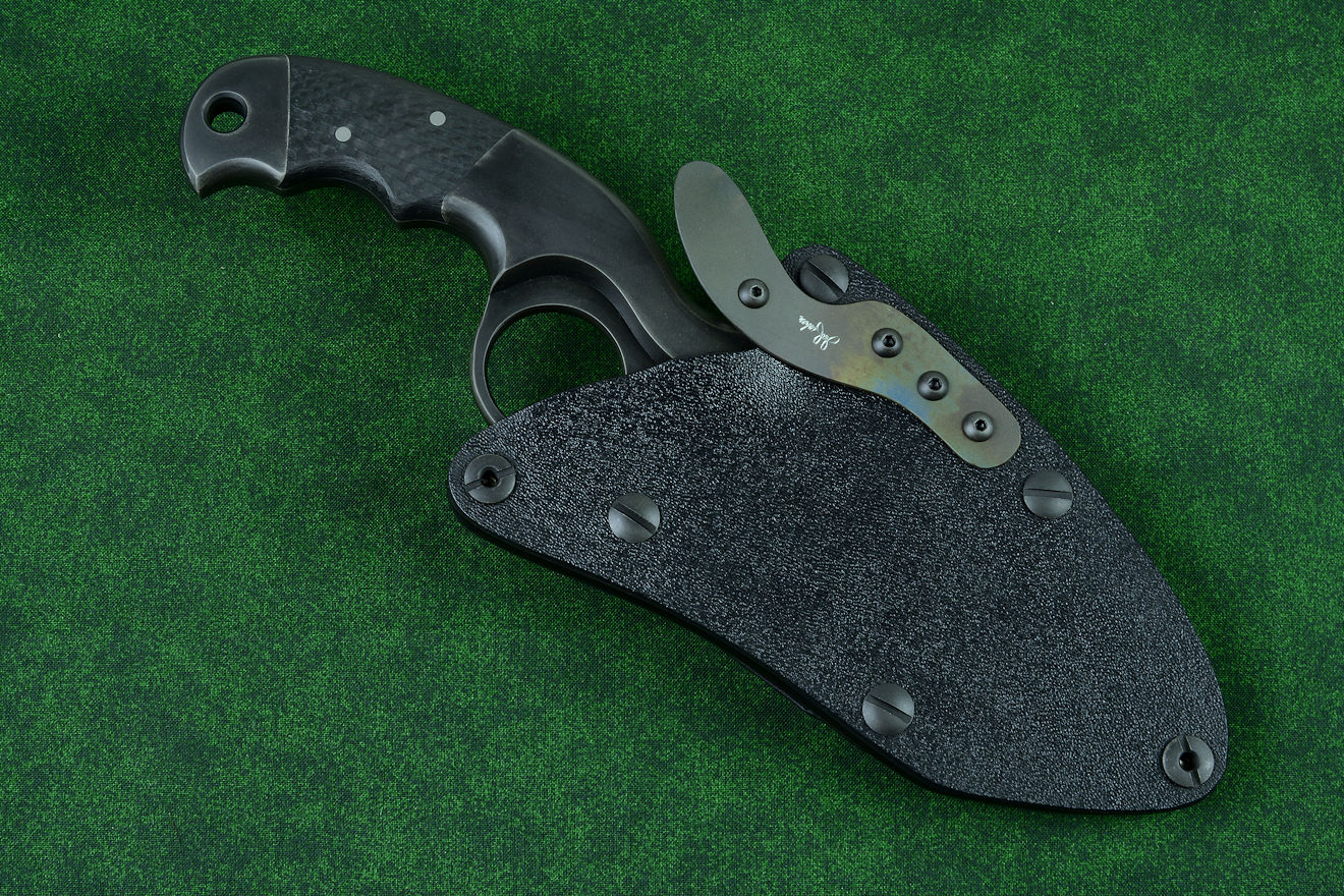 Hybrid tension locking knife sheath by Jay Fisher, variable release mechanism ball lock design