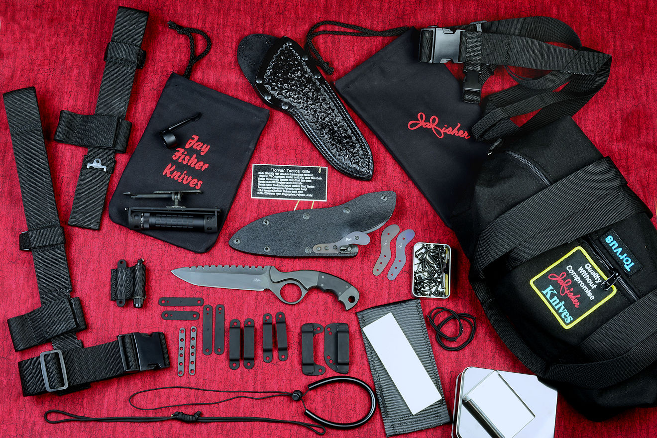 "Torvus" Full counterterrorism tactical knife and kit, accessories, mounting, flashlight, storage