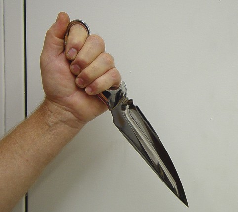 Unusual Knife Grip technique: Reverse Grip Edge Out, (RGEO), finger ring