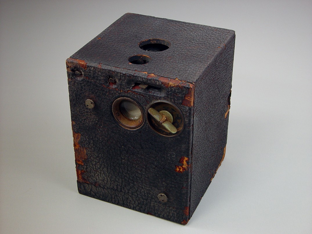 Eastman Kodak No. 2 Bulls-eye box camera, c. 1900. This camera used 3.5" x 3.5" film, 110 paper backed type