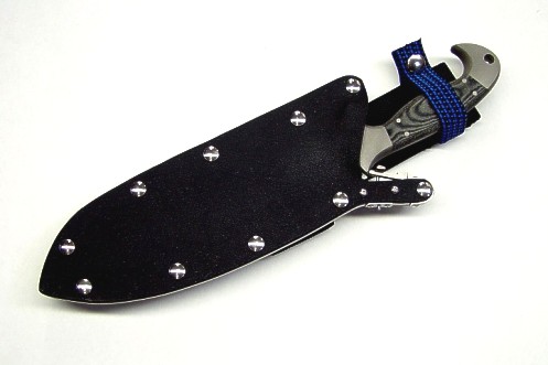 Completed tactical combat knife with sheath belt loop extender accessory