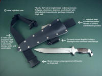 Long knife sheath thigh strap, tie improvement details: thigh belt in polypropylene