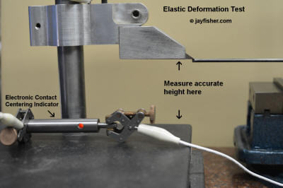 Elastic Deformation test of O1 hardened and tempered rod, detail of height measurment and electronic contact indicator