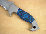 Blue/Black G10 on "Anzu" tactical combat knife handle