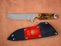 United States Air Force Pararescue "Paraeagle" obverse side view in 440C high chromium stainless steel blade, nickel silver bolsters, Cordia (Bocote) hardwood handle, tension kydex, aluminum, steel sheath