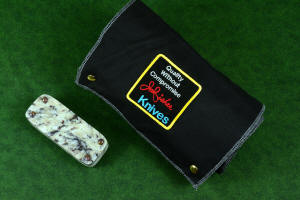 "Starling" fine handmade custom folding knife, sheath roll, granite gemstone case "Starling" fine handmade custom folding knife, sheath roll, granite gemstone case