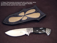 The "Chama" with gemstone handle makes a fine drop point knife with a deep belly for skinning