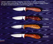 These four "Jemez" models are serious working knives and tools in exotic hardwoods