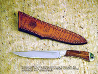 The "Sanchez" boning knife is all business with a fine tapered blade and hardwood handle