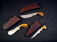 The Trophy Game Set has matching basketweaved sheaths for field carry.