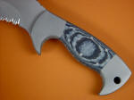 Gray and Black G10 is tough, hard, durable and waterproof. Bead blasted texture is non-slip
