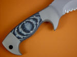 Gray and Black G10 goes very well with a bead blasted gray blade and black kydex tactical sheath