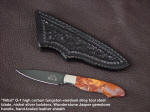 "Nihal" mirror finished and hot blued O-1 high carbon tungsten vanadium tool steel blade, nickel silver bolsters, Jasper gemstone handle, hand-tooled leather sheath