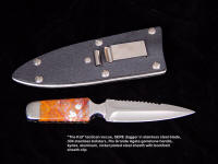 "The Kid" SERE, survival knife, double edged, with kydex, aluminum, nickel plated steel sheath with belt/boot clip
