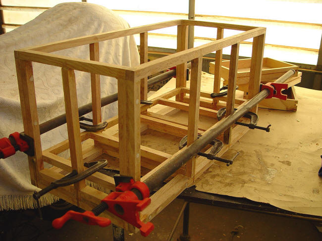 Handmade trunk frame, clamping assembly