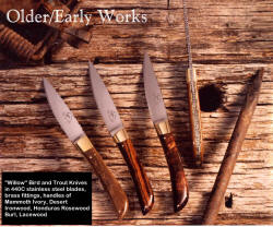 "Willow" early works, bird and trout knives featured in 1992 Gun Digest Book of Knives article